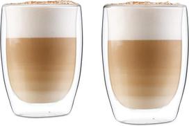 GLASWERK Dizaino Latte Macchiato stiklinės, dvigubų sienelių kapučino puodeliai iš borosilikatinio stiklo, arbatos stiklinės, tinkamos plauti indaplovėje, kavos puodelių rinkinys, terminės stiklinės, (2 x 350 ml)