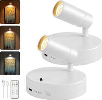 GOODEA Kabellose Spotlights mit 24h-Zyklus-Timer - 5500mAh Wandleuchte Innen mit Fernbedienung, 150lm 3 Farben Dimmbare 350° Drehbare Wandlampe für Bilder Pflanzen Wand Vitrine Beleuchtung [2er Set]