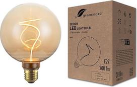 greenandco LED derliaus lemputė nuotaikingam apšvietimui Dimmable E27 G125 4,9 W 200 lm Gold 1800 K Extra Warm White 320° 230 V Flicker-Free