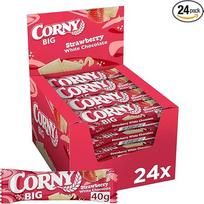 Grūdų batonėlis | Corny BIG | Braškių su baltuoju šokoladu | Braškių su baltuoju šokoladu | Bulk Pack 24 x 40 g