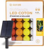 GuirLED - Lauko girlianda su šviesos kamuoliais LED guinguette - atspari vandeniui IP65 - labai efektyvus saulės kolektorius - automatinis įjungimas ir išjungimas - 16 kamuoliukų 3 m - citrusiniai vaisiai