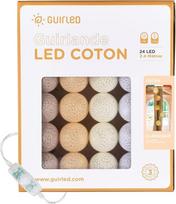 GuirLED medvilniniai kamuoliukai LED pasakų žibintai, USB, kūdikių naktinė šviesa (2 val.), dvigubas USB, 2A maitinimo šaltinis, 3 intensyvumai, 24 kamuoliukai, 2,4 m, medvilnė