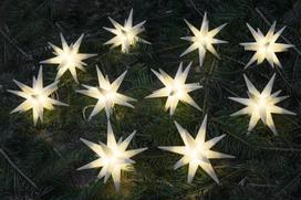 GURU SHOP žvaigždžių grandinė, pasakų lemputės su 10 x LED advento žvaigžde, lauko žvaigždė, kalėdinė žvaigždė, 12 cm skersmens, 12,5 m ilgio, su laikmačiu, balta, 12 x 12 x 12 x 12 cm
