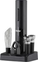 Haier Elektrisches Weinset mit Akku, einschließlich Dekantieraufsatz und Tropfschutz in Tulpenform, Korkenzieher mit Akku, Kapselschneider, 2 Vakuumverschlüsse, Aufbewahrungsbasis, Premiumqualität