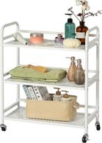 HDANI Sunkiasvoris metalinis 3 pakopų riedėjimo vežimėlis su 2 rakinamais ratukais, skirtas biurui, namams, miegamajam, virtuvei, vonios kambariui (baltas)