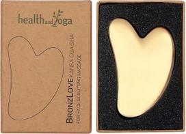 HealthAndYoga Ayurveda BronzLove Kansa Gua Sha Massagegerät mit Beauty Gesichtsöl - Weichgewebe Sculpting für Gesicht & Hals, Schaben für Breaking Narbengewebe - Herzform Premium Bronze Beauty Tool