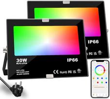 HEKEE RGB LED prožektorius lauke, 30 W spalvų keitimas, "pasidaryk pats" blykstės režimas, RGBW LED prožektorius, laikmatis, "Bluetooth" IP66 atsparus vandeniui