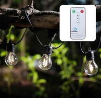 hellum 523195 LED partijos pasakų žibintai lauke, reguliuojamas apšvietimas su laikmačiu, LED lemputės pasakų žibintai su nuotolinio valdymo pulteliu, apšviesti 4,5 m, 10 lempučių, šiltai balta, partijos apšvietimas alaus sodo kambariui