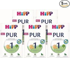 HiPP 1 PUR pradinis pienas (5 x 500 g), nuo gimimo, su aukštos kokybės ekologiško nenugriebto pieno riebalais, be palmių aliejaus, tik su laktoze, su svarbiais vitaminais ir maistinėmis medžiagomis, geriausios ekologiškos kokybės