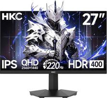 HKC 27 colių žaidimų monitorius QHD 2560 x 1440, 200 Hz (iki 220 Hz), 1 ms (MPRT), IPS ekranas, 95 % DCI-P3, HDR400, HDMI 2.0 ir DP 1.4, VESA 100 x 100, pakreipiamas kompiuterio monitorius žaidimams, PS5 ir "Xbox