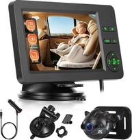Hodozzy Auto Babykamera 720P mit Bluetooth-Musik, Baby Auto Spiegel, Weitwinkel der Kamera Auto, 4.3 Zoll Bildschirm Spiegel Auto Baby Rückbank für die Beobachtung von Kindern, Haustieren,Nachtsicht