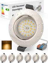 HOMEOW LED įleidžiamas prožektorius 230 V Lubų prožektoriai Vonios kambario įleidžiami prožektoriai Nikelio prožektoriai Skylės dydis 68 mm - 80 mm Pasukamas lubų prožektorius IP44 Vonios kambario virtuvės įleidžiami žibintai Plokšti šiltai balti 4,7 W 76