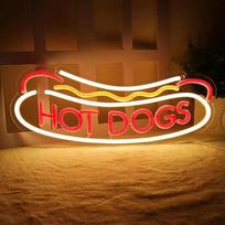 Hot Dog Neon ženklas Akrilas, LED šviesos juosta, ryškus apšviestas reklaminis dekoras greito maisto restoranams Maisto prekystaliai ir vakarienės