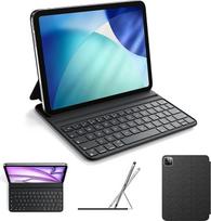 HOU Folio klaviatūra "iPad Pro 11" (2018-2022), "Air 11" (M4/M3/M2, 2026/2025/2024), "Air 5/4" kartos, plonas odos pojūtis - dėklas, reguliuojamas kampas, QWERTZ, juoda