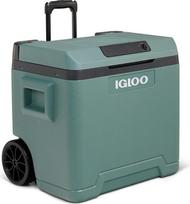 IGLOO IE42 elektrinė šaldymo dėžė, 12 V ir 230 V, 42 l, kompaktiškas mini šaldytuvas automobiliui, stovyklavietei, atostogoms, valčiai, festivaliams - su ratukais ir teleskopine rankena, praktiška kabelių dėže ir "Eco/Max" režimu