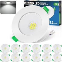 Įleidžiamas LED prožektorius 230 V, B energijos klasė, 5 W 800 LM LED taškinis 68-80 mm dydžio skylė, šaltai balta 6500 K, IP44 lubų prožektoriai, 26 mm itin plokšti įleidžiami šviestuvai vonios kambariui, virtuvei, svetainei, netemdomi, pakuotė iš 12 vnt