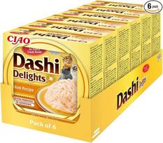 INABA Dashi Delights drėgnas maistas katėms, 100% natūrali vištiena, be grūdų, be cukraus, be dirbtinių skonių, 86% drėgnumo, aukščiausios kokybės skanėstai katėms sultinyje, 70 g (pakuotė po 6 vnt.)