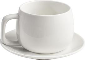 ionEgg Porcelianinis puodelis su padėkliuku, 270 ml/9oz, minimalistinio dizaino, puikiai tinka latte, kapučino ir arbatai, baltas