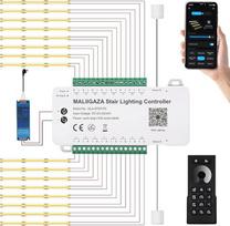 Išmanusis laiptų apšvietimas 16 lygių šiltos baltos spalvos 3000 K, judesio jutiklio laiptų apšvietimas su programėle ir nuotolinio valdymo pulteliu, "Bluetooth" išmanioji laiptų šviesa, COB LED juosta viduje