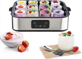 Jogurto gaminimo aparatas, automatinis skaitmeninis jogurto gaminimo aparatas, graikiško jogurto gaminimo aparatas su temperatūra ir laikmačiu, su 9 6 oz jogurto indeliais, puikiai tinka namų ekologiškam jogurtui gaminti, be BPA, 40 W (sidabrinis)