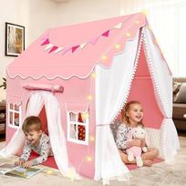 JONRRYIN 2 IN 1 Kinderzelt Indoor, Spielzelt Kinder Indoor mit Lichtern, Zelt Kinderzimmer für Drinnen, Kinderspielhaus, Zelt Kinderzimmer Kuschelecke Kinderzimmer ab 3 Jahre