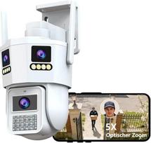 JOOAN 2Kx3 lauko stebėjimo kamera 2,4/5GHz WiFi PTZ 360° dvigubo objektyvo kamera Stebėjimo kamera lauke IP66 atspari atmosferos poveikiui su dvipusio garso sistema Automatinio sekimo sirena Signalizacija Saugi vietinė ir debesų saugykla