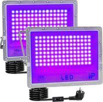 Juodos šviesos prožektorius, 100 W juoda šviesa, LED juodos šviesos lempa su kištuku, 395-405 nm, IP65 vandeniui atsparus UV prožektorius