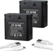 K KYUER 2-Pack LIT-10 PRO baterija, skirta "Spypoint" Cell-LINK LINK LINK-Micro LINK-Micro-LTE LINK-Micro-S-LTE LINK-Micro-S-LTE CELL-LINK-10 "Honeycomb" visureigių kamerai Dvi baterijos, skirtos mobiliajai sekimo kamerai su kabeliais 3,85 V