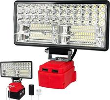 Kabelinė LED apšvietimo lemputė Milwaukee 18 V akumuliatoriui, 90 W 5400 ml LED-Weitstrahl-Flutlicht mit zwei USB-Ladeanschlüssen für Notfall, Werkstatt, Garage (ohne Batterie)