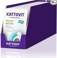 KATTOVIT - "Gastro" drėgnas maistas katėms | Skrandžio ir žarnyno sistemai palaikyti | Visavertis dietinis maistas suaugusioms katėms šviežiame maišelyje | 24 x 85 g vištienos su ryžiais