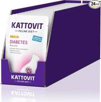 KATTOVIT - Diabetes Wet Food for Cats | Dietinis kačių ėdalas kaip visavertis ėdalas su šviežiu grobiu diabetu sergančioms katėms. Gliukozės kiekį kraujyje reguliuojantis dietinis maistas katėms | 24 x 85 g vištienos