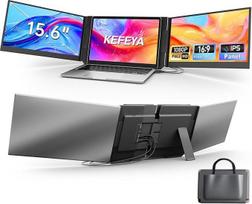 KEFEYA 15,6 colių nešiojamojo kompiuterio ekrano prailgintuvas FHD 1080P IPS trigubas nešiojamojo monitoriaus prailgintuvas HDMI, USB-A, C tipo "Plug Play", skirtas "Windows", "Mac", "Android", "Chrome", 13-17,3 colių nešiojamiesiems kompiuteriams