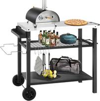 Kendane Gourmet Grillwagen 3-Etagen Grilltisch Lauko grilis Beistelltisch Garten Trolley Outdoorküche Multifunktioneller Arbeitstisch Werkbank für BBQ Servierwagen mit großer arbeitsfläche