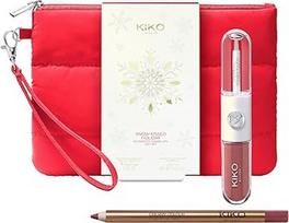 KIKO Milano Snow-Kissed Holiday My Perfect Combo Lips Gift Set-02, lūpų makiažo dovanų rinkinys: neribotas dvigubas prisilietimas ir lūpų pieštukas