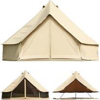 KingCamp Khan 4-5M Canvas Glockenzelt, 4-10 Personen 4-Jahreszeiten Glamping Jurte mit Ofenöffnung, 210g TC /280g C Atmungsaktives Wasserdichtes Campingzelt für Familien-Outdoor-Winterreisen, Khaki