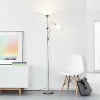 Klasikinis LED lubinis prožektorius su skaitymo rankena, 1 x 10 W E27 LED / 1 x 3 W E14 LED, įskaitant 810 liumenų, 2700 K šiltai balta, metalas / plastikas, sidabrinis / baltas