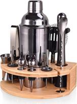 Kokteilių maišytuvų rinkinys, "Esmula" 750 ml, 12 dalių nerūdijančio plieno barmenų rinkinys, dovana vyrams, moterims, draugams, namų stilingas baro įrankių rinkinys su kokteilių receptų knyga (pilka)