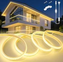 KSIBNW LED juosta lauke 20 m, 230 V neoninė LED juosta, atspari vandeniui IP65 vamzdis Šiltai balta 3000 K LED juosta Lanksti lauko 145 LED/M šviesos juosta su maitinimo šaltiniu ir kištuku, skirta lauko vidaus apdailai