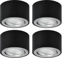 KYOTECH 4 LED paviršinių prožektorių rinkinys, pasukamas, skersmuo 80 x 50 mm, apvalus juodas šlifuotas lubų šviestuvas, LED prožektorius, žemyn šviečiantis šviestuvas, lemputė 5 W, su moduliu, 400 lm