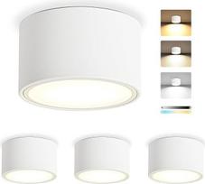 KYOTECH LED paviršiniai taškiniai šviestuvai, reguliuojamas apšvietimas, skersmuo 95 x 55 mm, baltos spalvos, su 7 W 800 LM GX53 LED moduliu 230 V, 2700 K/4000 K/6500 K, lubiniai taškiniai šviestuvai, paviršiniai taškiniai šviestuvai, apvalūs, skirti mieg