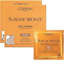 L'Oréal Paris Skincare Sublime Bronze Sunless Tanning Towelettes, greitai džiūstančios savaiminio įdegio tabletės be dryžių, 6 vnt.