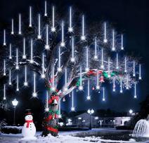 Lauko kalėdinis apšvietimas, 24 vamzdžiai 40 cm 864 šviesos diodai "Icicle Fairy Lights" lauke, vandeniui atsparūs krintantys lietaus žibintai su kabliukais Kalėdų dekoracijoms, Kalėdų dekoracijos lauke, baltos spalvos