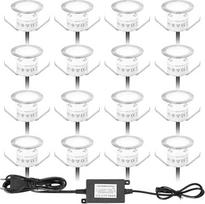 Lauko įleidžiami prožektoriai, IP67 vandeniui atsparūs lauko įleidžiami grindų žibintai sodo takeliui, 32 mm neutralios baltos spalvos, 16 vnt., lauko LED 12 V mini įleidžiami žibintai sodui, takeliui, virtuvei