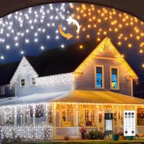 Lauko pasakų žibintai, 10 m + 5 m, 400 LED pasakų žibintai, Icicle Rain, lauko, Kalėdų eglutė, vidaus Kalėdų dekoracijos, šviesos užuolaida, lauko, šaltai balta, šiltai balta pasakų žibintai šaliai, Kalėdų dekoracijos