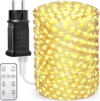 Lauko pasakų žibintai su kištuku, 50 m 500 LED pasakų žibintai su nuotolinio valdymo pulteliu, 8 režimai Dimmable Waterproof Fairy Lights with Timer for Outdoor Garden Balcony Wedding Party Warm White