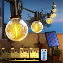 Lauko saulės pasakų žibintai, 18 m, 30 + 4 LED lemputės, lauko pasakų žibintai su 3600 mAh akumuliatoriumi, atsparūs vandeniui IP44, 8 režimai, nuotolinio valdymo pultas ir laikmatis, saulės pasakų žibintai sodui, balkonui, kiemui, vestuvėms