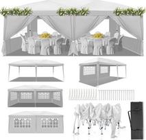 LEADZM pavėsinė, sulankstoma pavėsinė, 3 x 6 m, iššokanti, atspari vandeniui, atspari žiemai, reguliuojamo aukščio, UV apsauga 50+, sodo palapinė, vakarėlių palapinė, plieninis rėmas, su 6 šoniniais skydais, skirta sodui, vakarėliui, vestuvėms, stovyklavi