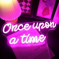 LED "Once Upon A Time" neoninis ženklas raidės USB valdomas neoninis apšvietimas mergaičių kambariui Namų menas Sienų dekoras Gimtadienio šalis Langas Gyvenamasis kambarys Dekoras Kalėdų gimtadienio dovana (rožinė)