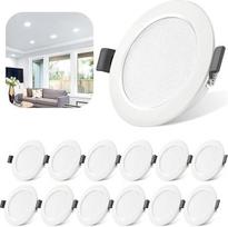 LED įleidžiami prožektoriai Ultra Flat 230 V 5 W IP44 6000 K Cool White 12 LED prožektorių rinkinys 68-80 mm montavimo skersmuo 450 lm prožektoriai Lubų gylis 25 mm Įleidžiamas lubų prožektorius Vonios kambarys Svetainė Virtuvė