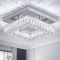 LED kristalų lubų šviestuvas, modernus lubų šviestuvas, kvadratinis kristalų šviestuvas, pakabinamas šviestuvas, prieškambario, virtuvės, fojė, valgomojo kambario apšvietimo kvadratas (šaltai balta)